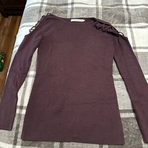 Purple Long Sleeve Top with Shoulder Details
